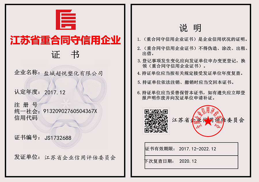 重合同守信用證書(shū)